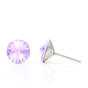 8mm Purple Swarovski Studs | Violet Crystal Earrings | Hypoallergenic Earrings
